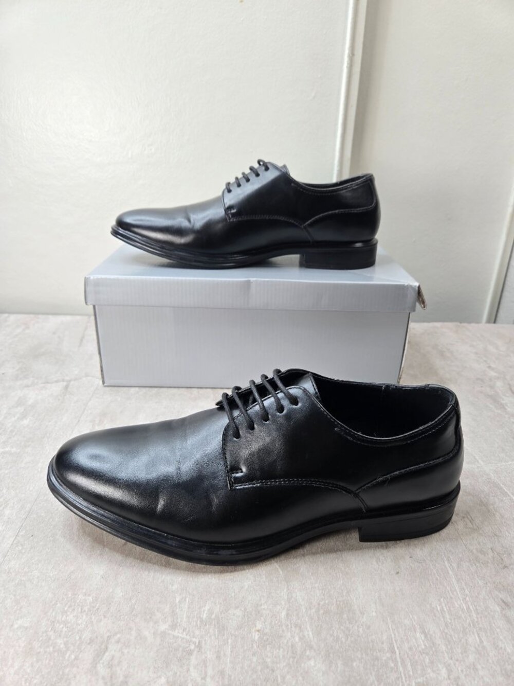 Oxford Dress Shoes 9.5 Black Faux Leather Comfort Lace up Loafers Preppy Formal